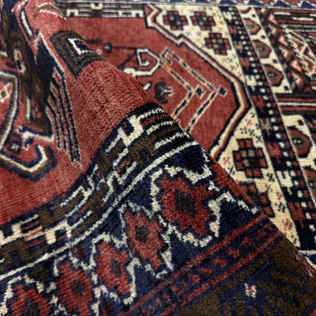 Red Afghan Tribal Rug 2'10" x 4'3" Hand-Knotted | No. AL86418