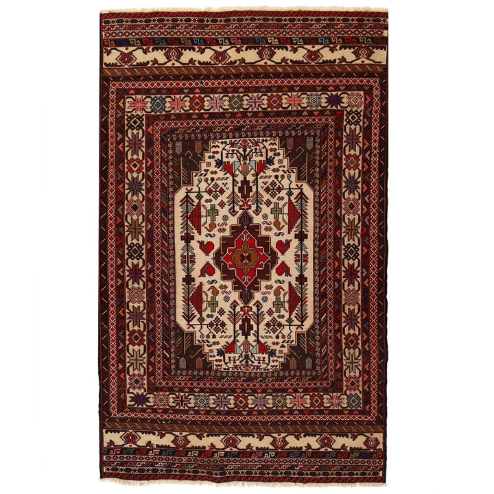 Afghan Maliki Kilim Rug 4' 1" x 6' 2" Flat-Weave | No. AL86429