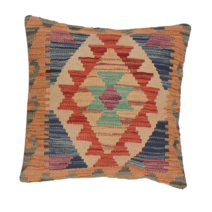 Afghan Kilim Cushion Cover 1' 6" x 1' 6" Flat-Weave | No. AL86474