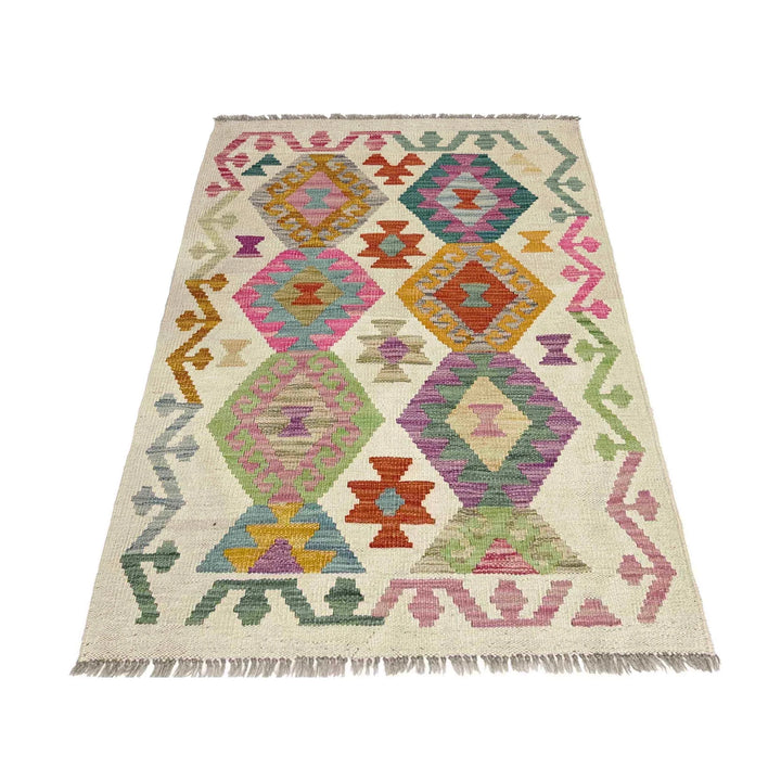 Afghan Vegetable Kilim Rug 2' 7" x 3' 11" Flat-Weave | No. AL864920