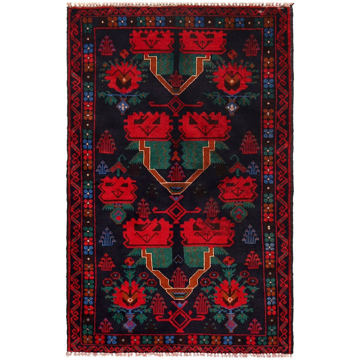 Afghan Baluchi Rug 2' 11" x 4' 7" Hand-Knotted | No. AL86572