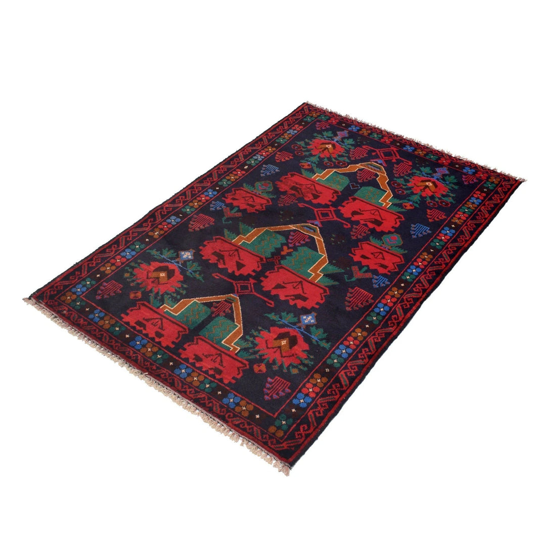 Afghan Baluchi Rug 2' 11" x 4' 7" Hand-Knotted | No. AL86572