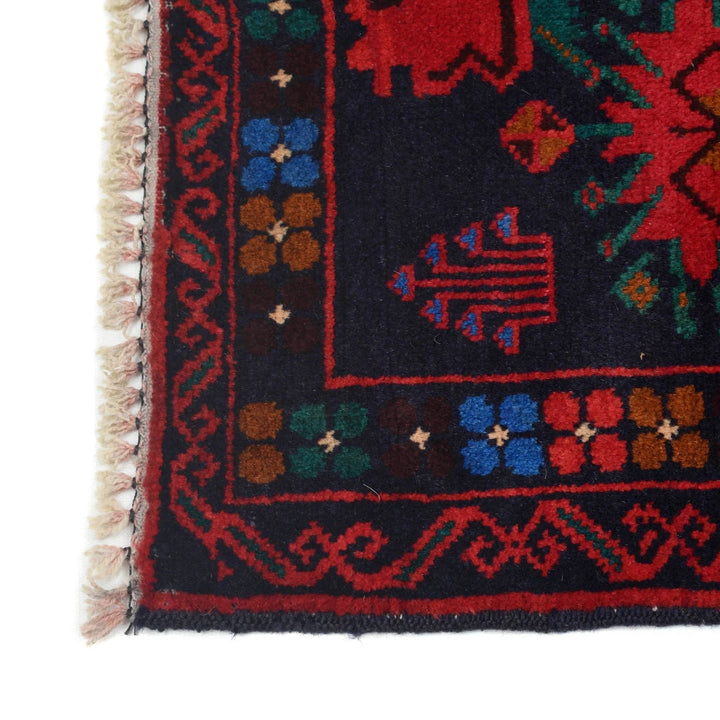 Afghan Baluchi Rug 2' 11" x 4' 7" Hand-Knotted | No. AL86572