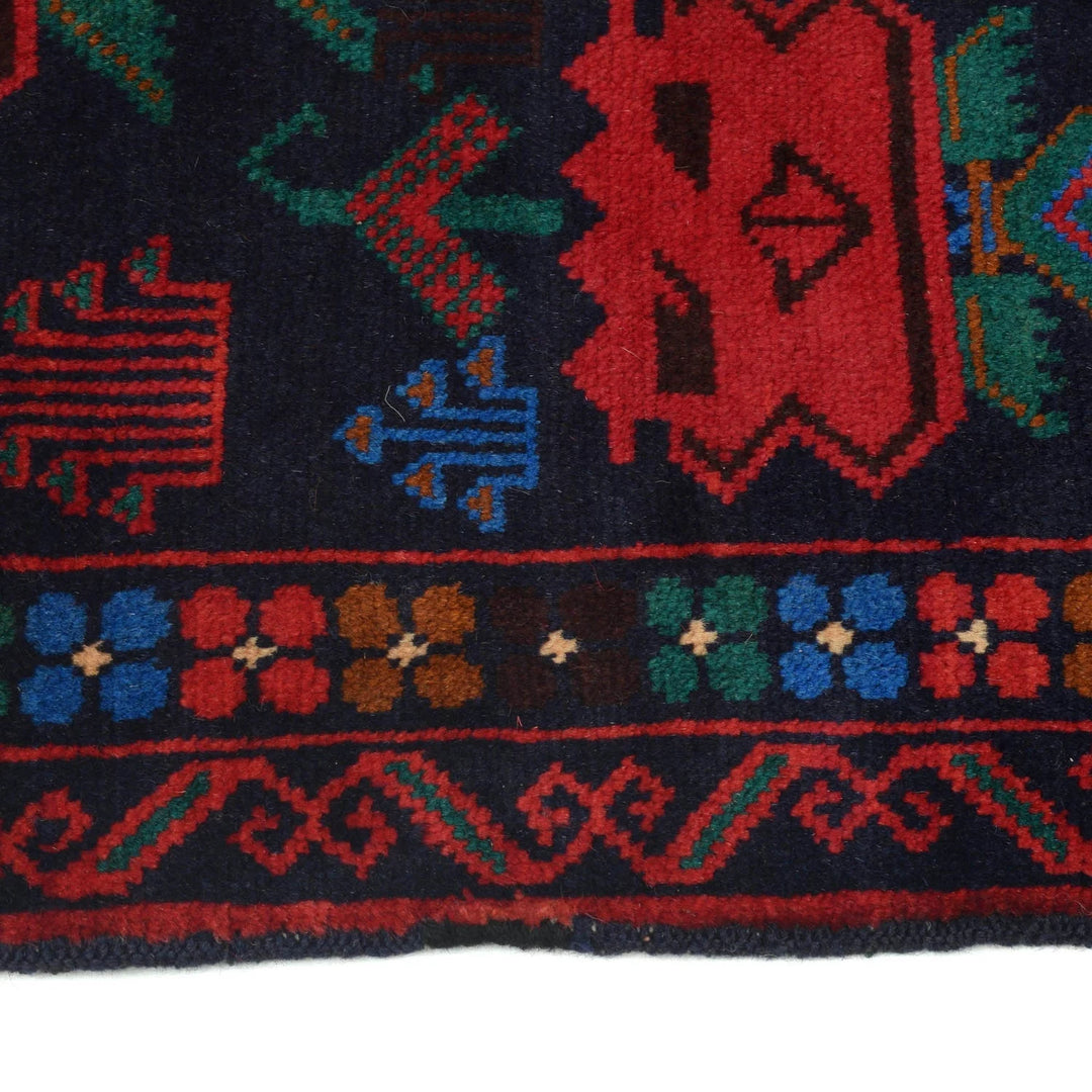 Afghan Baluchi Rug 2' 11" x 4' 7" Hand-Knotted | No. AL86572