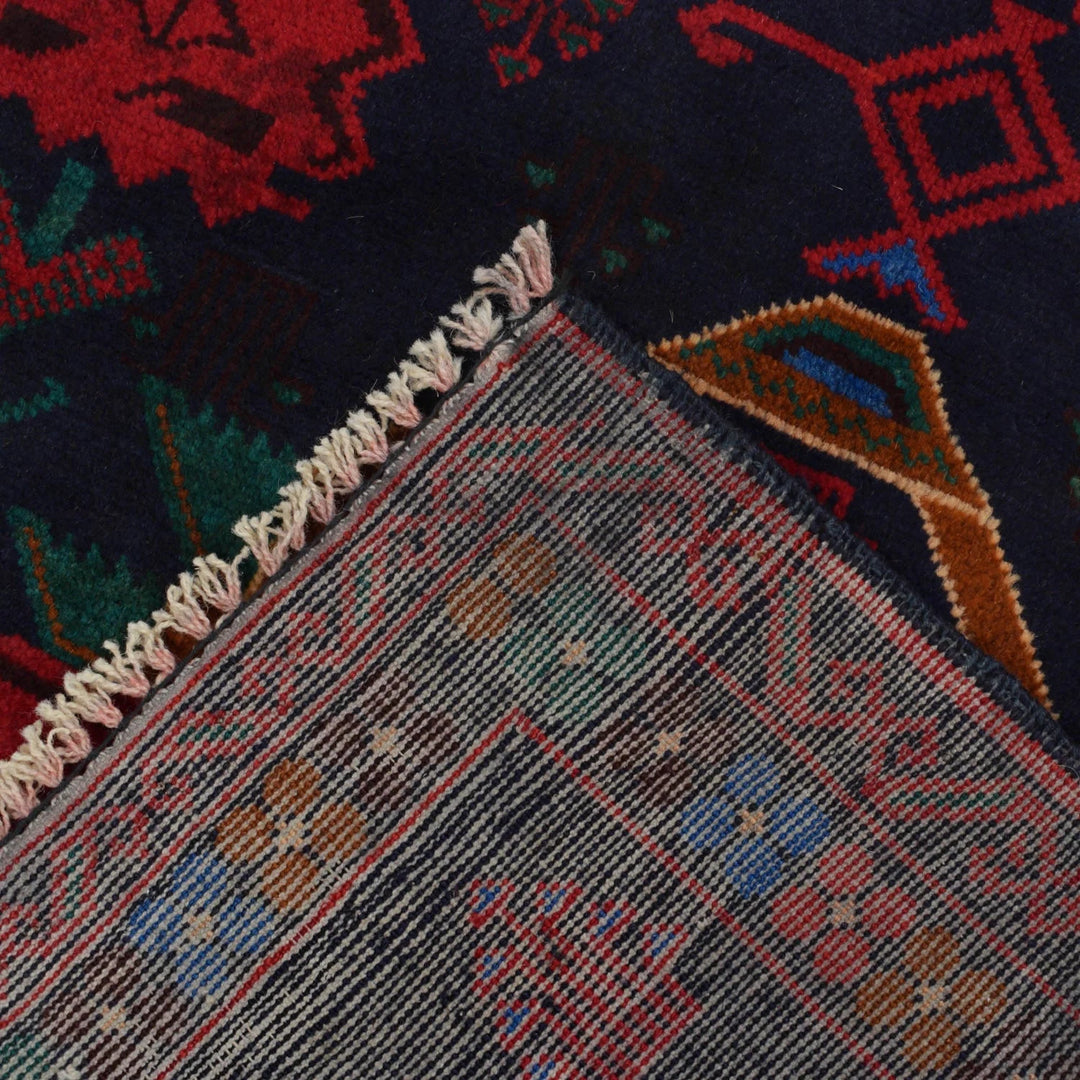 Afghan Baluchi Rug 2' 11" x 4' 7" Hand-Knotted | No. AL86572