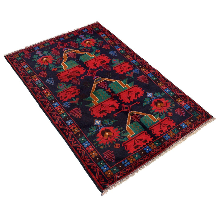 Afghan Baluchi Rug 2' 11" x 4' 7" Hand-Knotted | No. AL86572