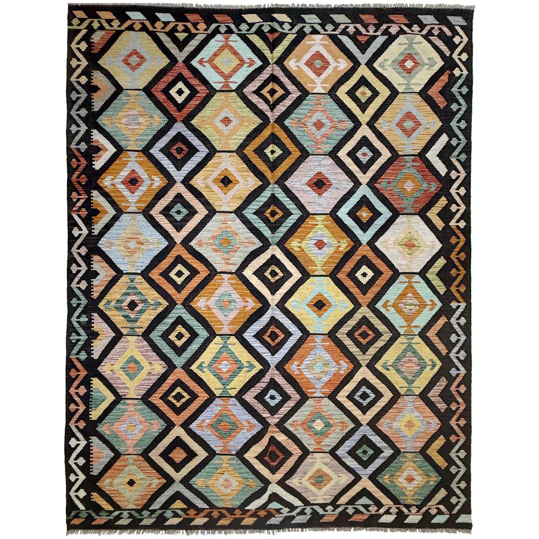Afghan Vegetable Kilim Rug 6'6" x 10'1" Flat-Weave | No. AL866325