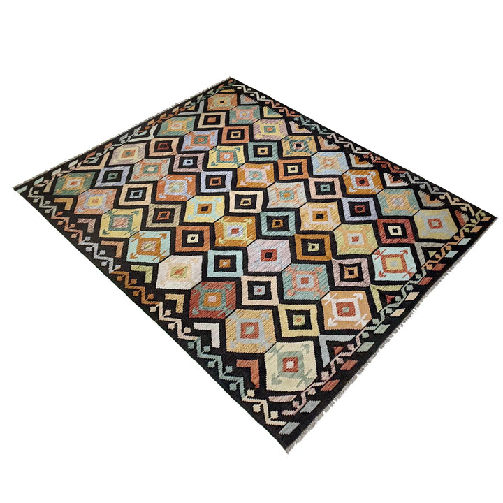 Afghan Vegetable Kilim Rug 6'6" x 10'1" Flat-Weave | No. AL866325