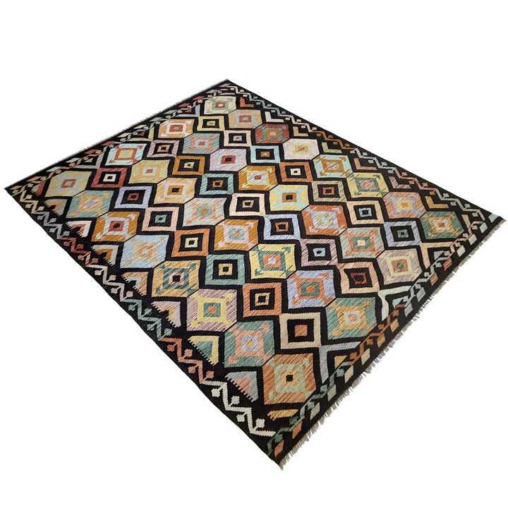 Afghan Vegetable Kilim Rug 6'6" x 10'1" Flat-Weave | No. AL866325