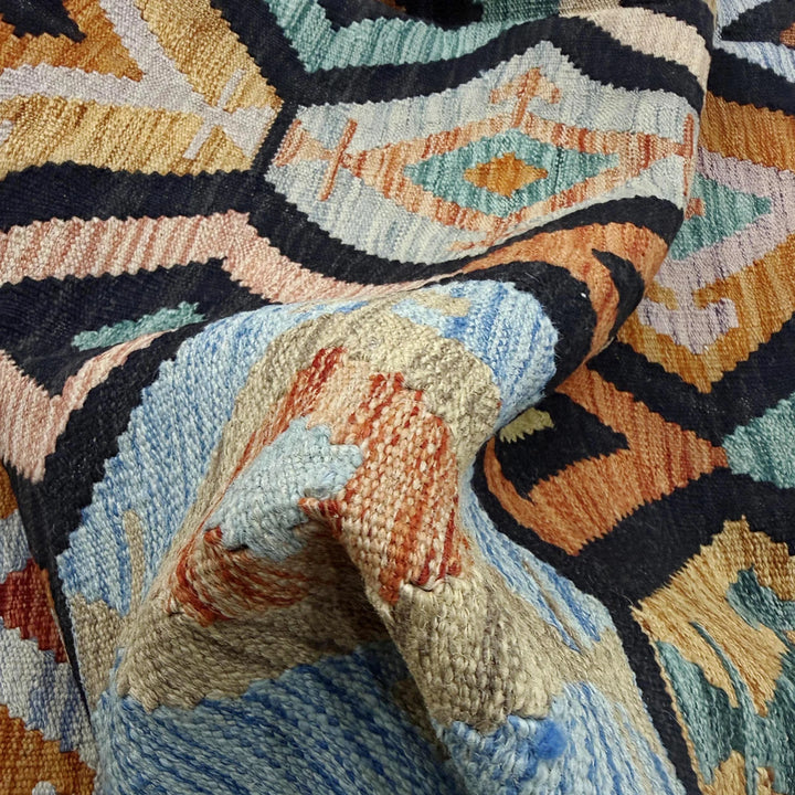 Afghan Vegetable Kilim Rug 6'6" x 10'1" Flat-Weave | No. AL866325