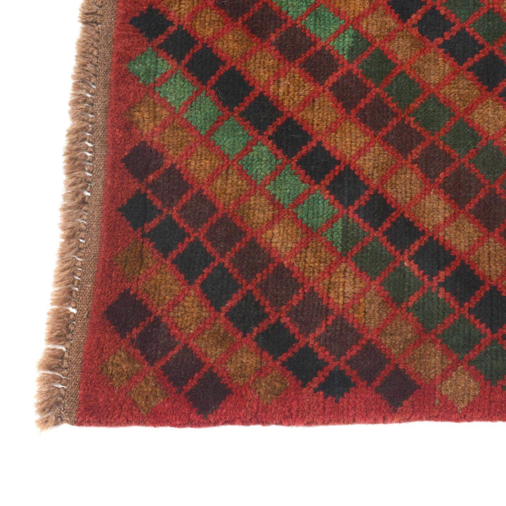 Red Afghan Baluchi Rug 2' 7" x 9' 8" Hand-Knotted | No. AL86704