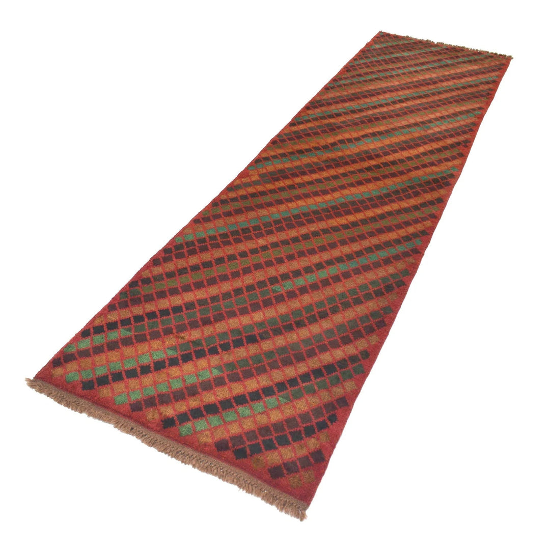 Red Afghan Baluchi Rug 2' 7" x 9' 8" Hand-Knotted | No. AL86704
