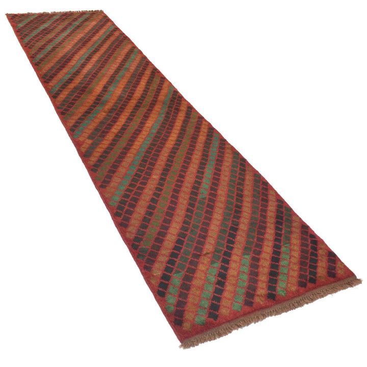 Red Afghan Baluchi Rug 2' 7" x 9' 8" Hand-Knotted | No. AL86704
