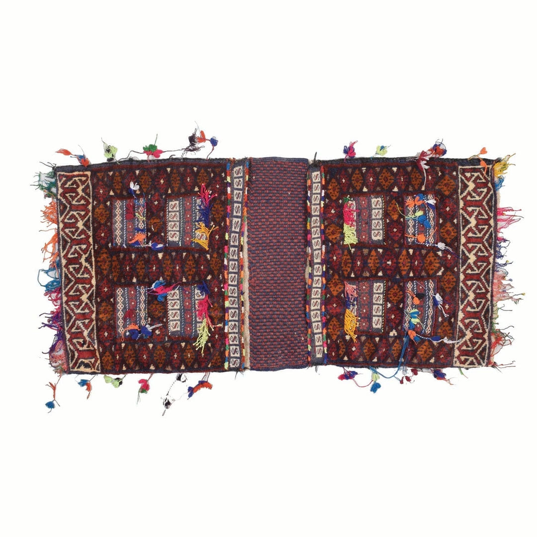 Afghan Saddle Bag Rug 1' 11" x 3' 10" Hand-Knotted | No. AL86787