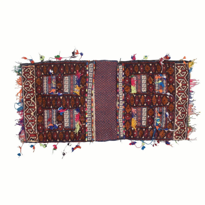 Afghan Saddle Bag Rug 1' 11" x 3' 10" Hand-Knotted | No. AL86787