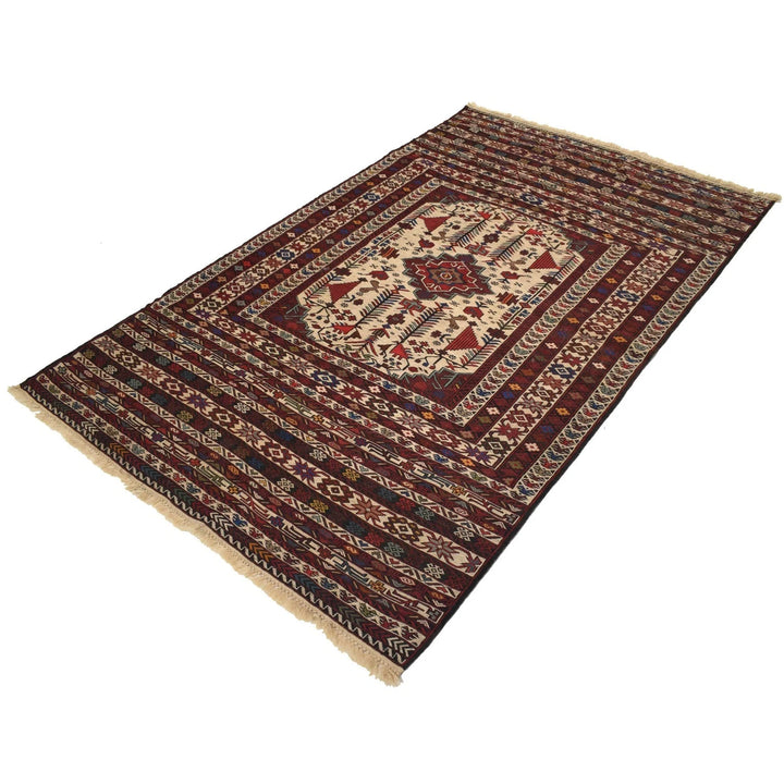 Afghan Maliki Kilim Rug 4' 3" x 6' 9" Flat-Weave | No. AL86808