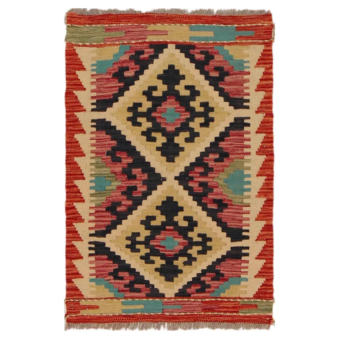Afghan Kilim Rug 1' 11" x 2' 11" Flat-Weave | No. AL86810