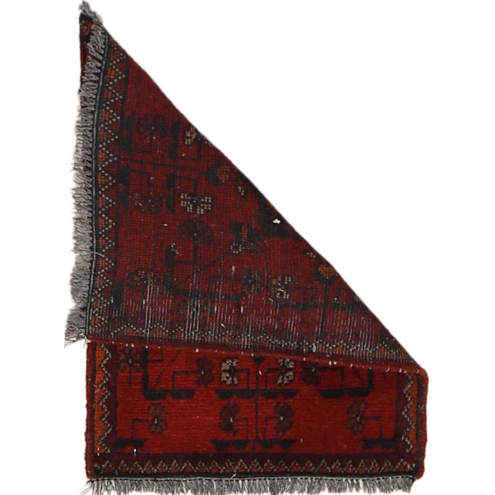 Red Afghan Oriental Doormat 1' 5" x 1' 11" Hand-Knotted | No. AL86829