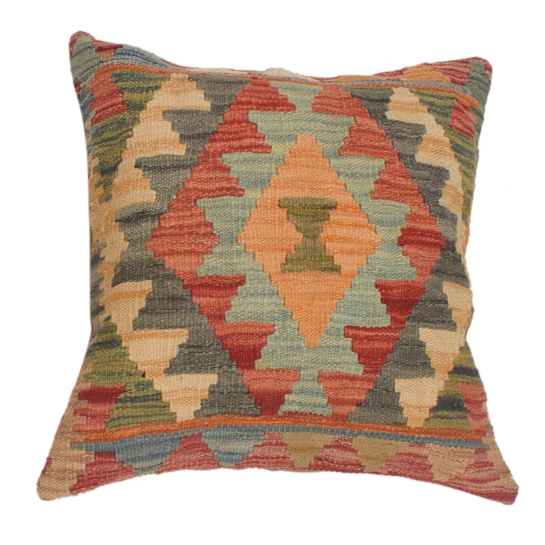 Afghan Kilim Cushion 1' 6" x 1' 6" Flat-Weave | No. AL86834