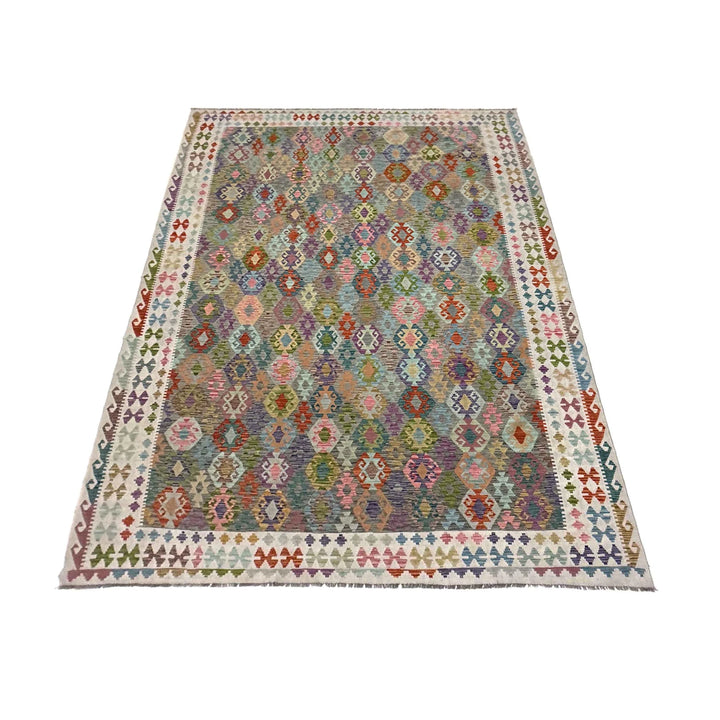 Multicolor Afghan Vegetable Kilim Rug 10' 0" x 16' 4" Flat-Weave | No. AL868387