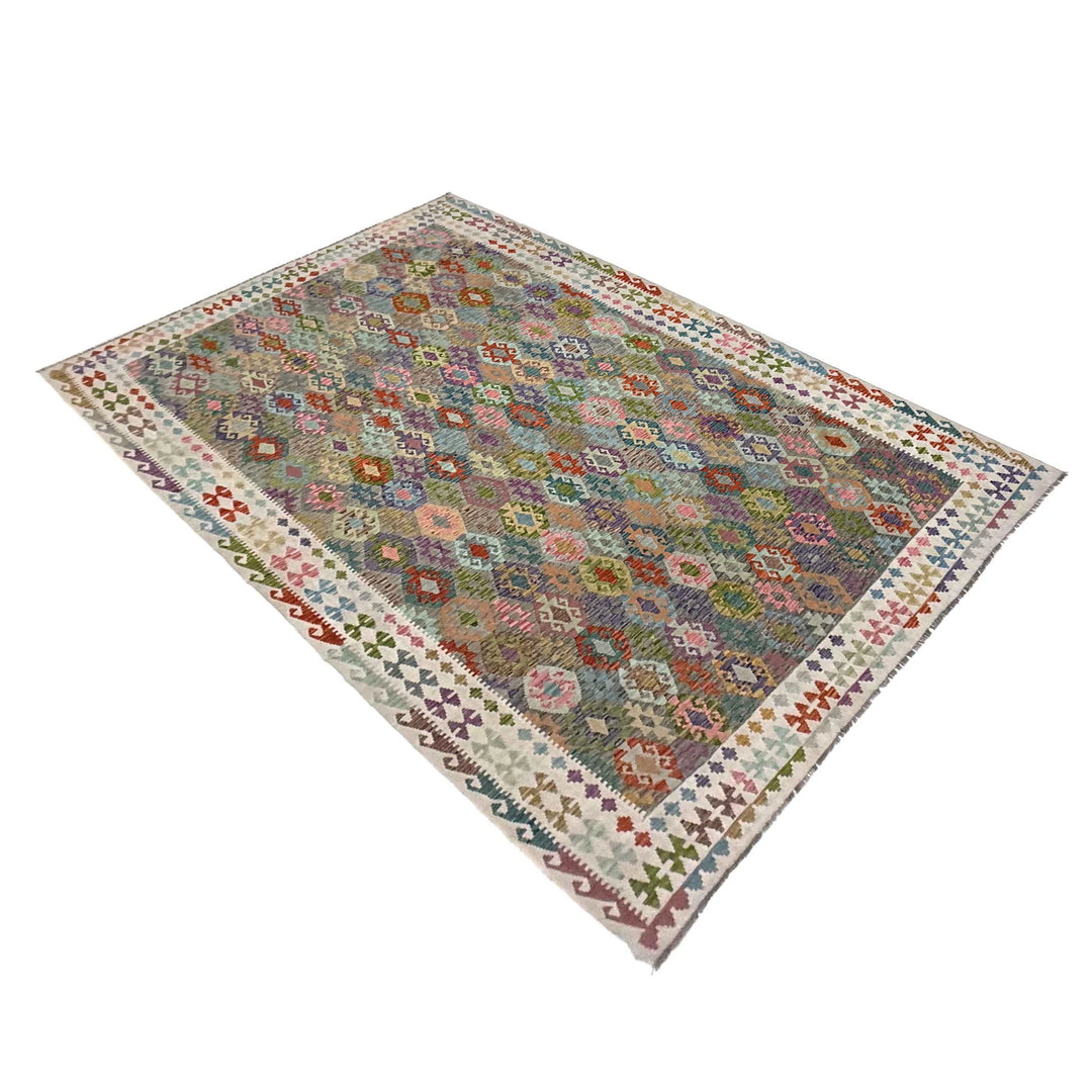 Multicolor Afghan Vegetable Kilim Rug 10' 0" x 16' 4" Flat-Weave | No. AL868387