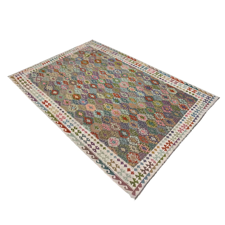 Multicolor Afghan Vegetable Kilim Rug 10' 0" x 16' 4" Flat-Weave | No. AL868387
