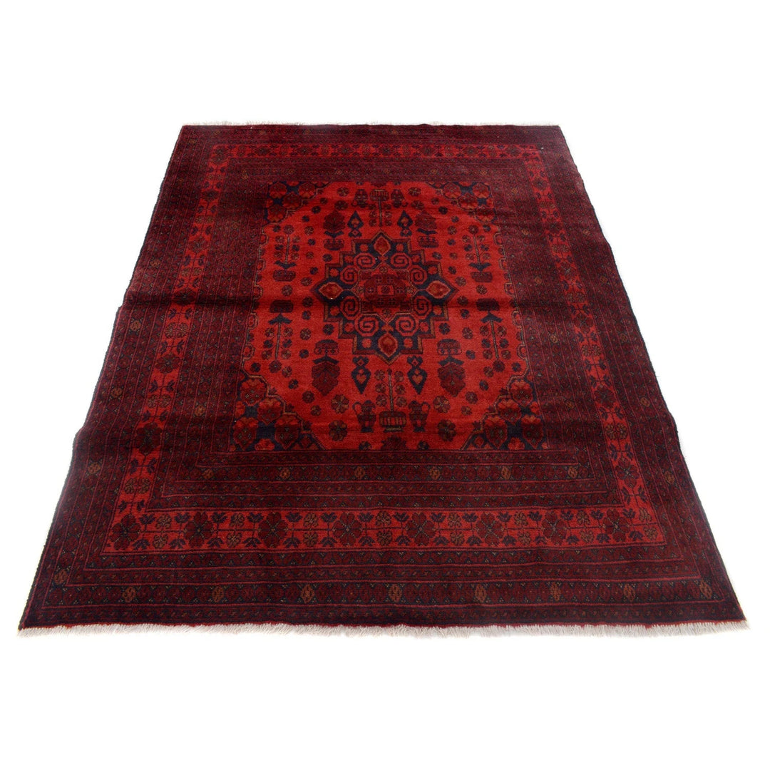 Red Afghan Khal Mohammadi Rug 5' 0" x 6' 6" Hand-Knotted | No. AL86853