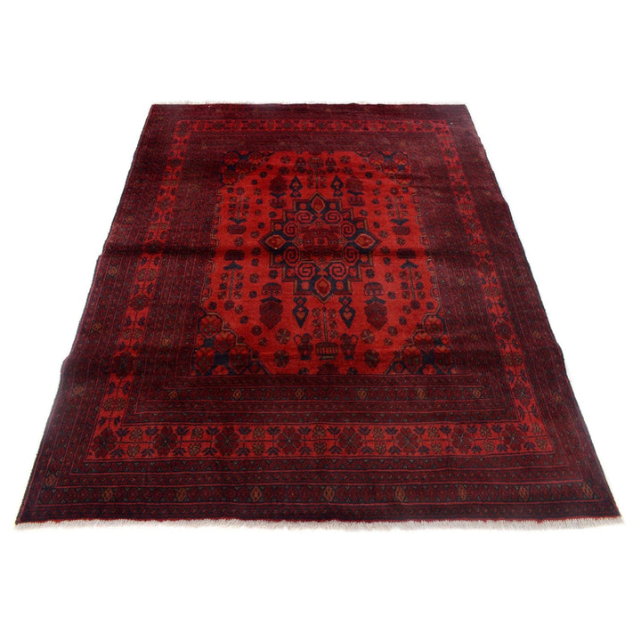 Red Afghan Khal Mohammadi Rug 5' 0" x 6' 6" Hand-Knotted | No. AL86853