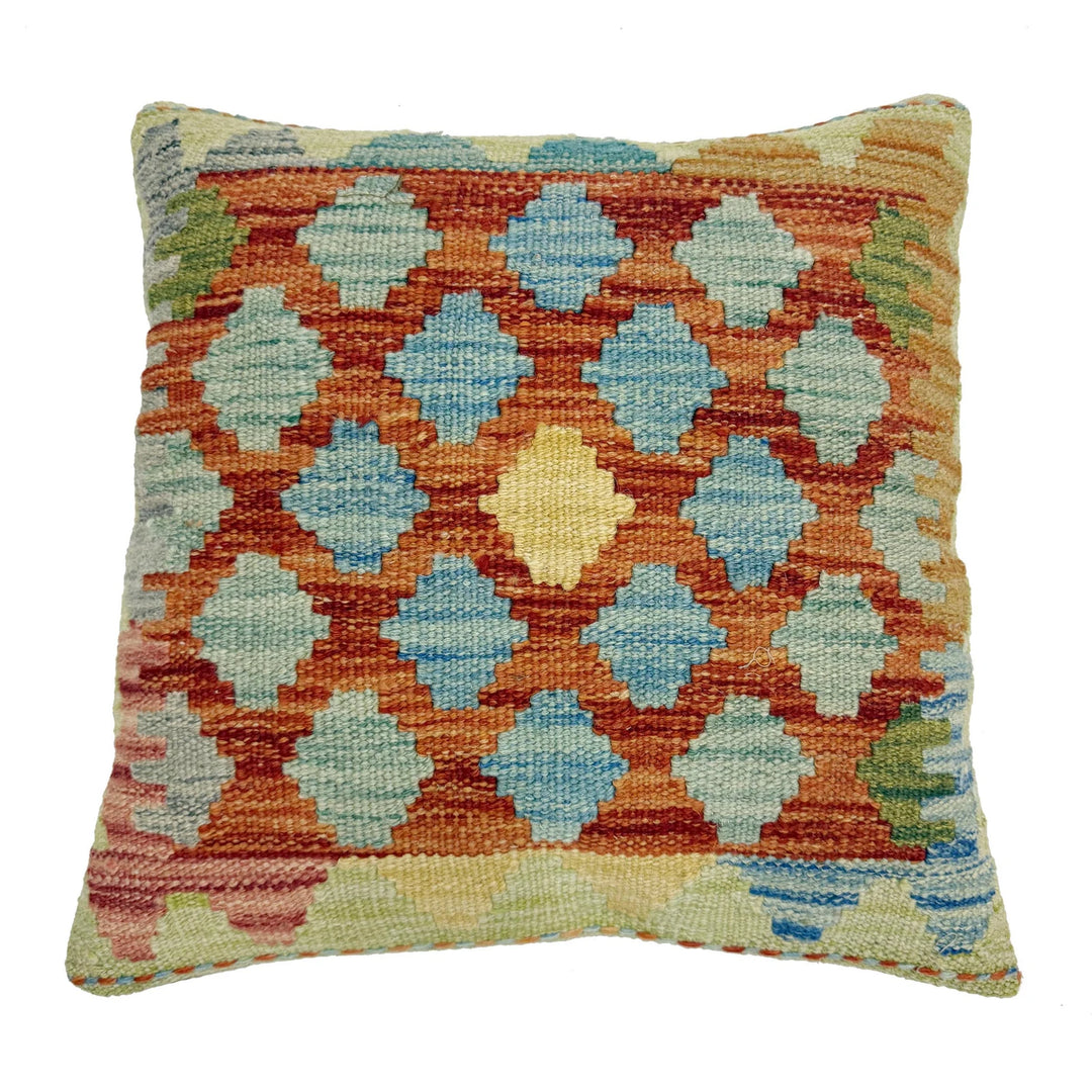 Afghan Kilim Cushion Cover 1' 6" x 1' 5" Flat-Weave | No. AL869012
