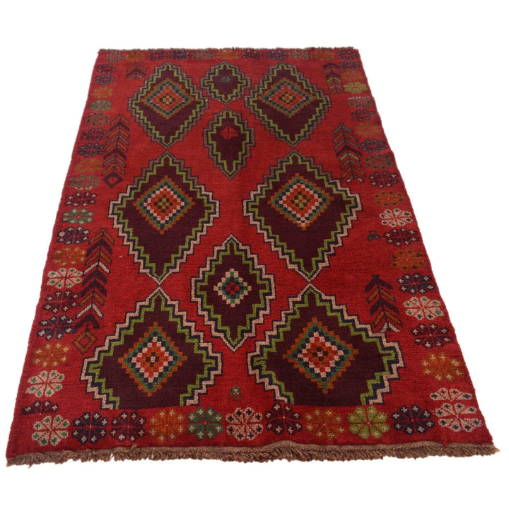 Afghan Baluchi Rug 4' 2" x 6' 5" Hand-Knotted | No. AL86963