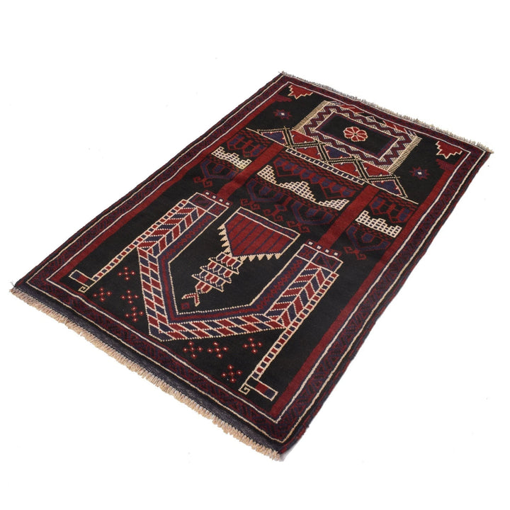 Afghan Prayer Rug 2' 11" x 4' 5" Hand-Knotted | No. AL86983