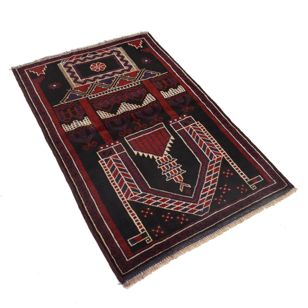 Afghan Prayer Rug 2' 11" x 4' 5" Hand-Knotted | No. AL86983