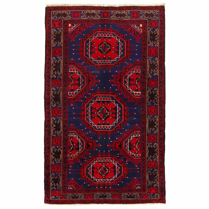 Blue Afghan Baluchi Rug 3' 9" x 6' 3" Hand-Knotted | No. AL87014