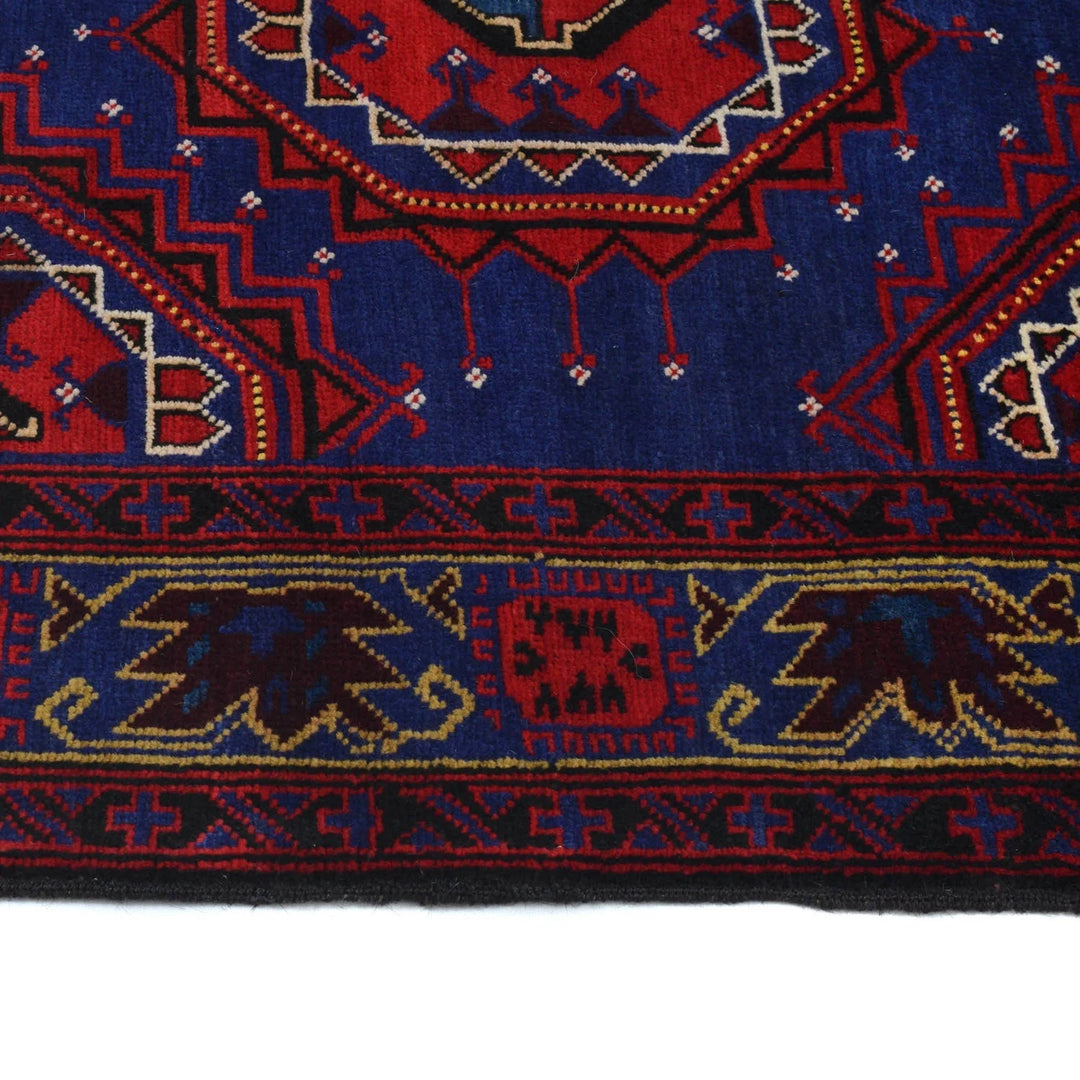 Blue Afghan Baluchi Rug 3' 9" x 6' 3" Hand-Knotted | No. AL87014
