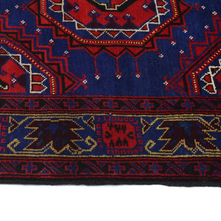 Blue Afghan Baluchi Rug 3' 9" x 6' 3" Hand-Knotted | No. AL87014