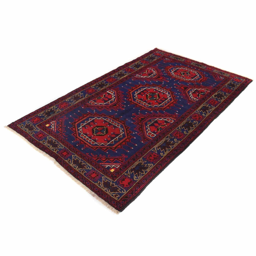 Blue Afghan Baluchi Rug 3' 9" x 6' 3" Hand-Knotted | No. AL87014