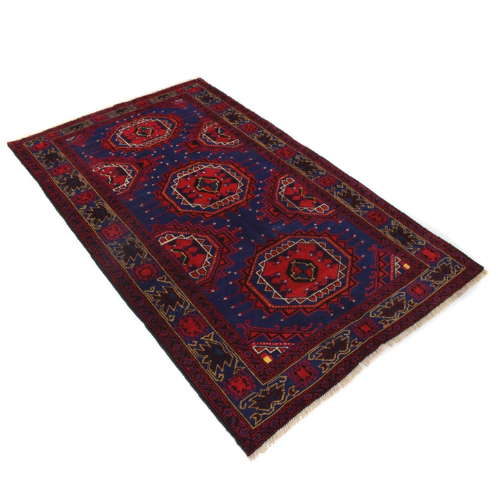 Blue Afghan Baluchi Rug 3' 9" x 6' 3" Hand-Knotted | No. AL87014