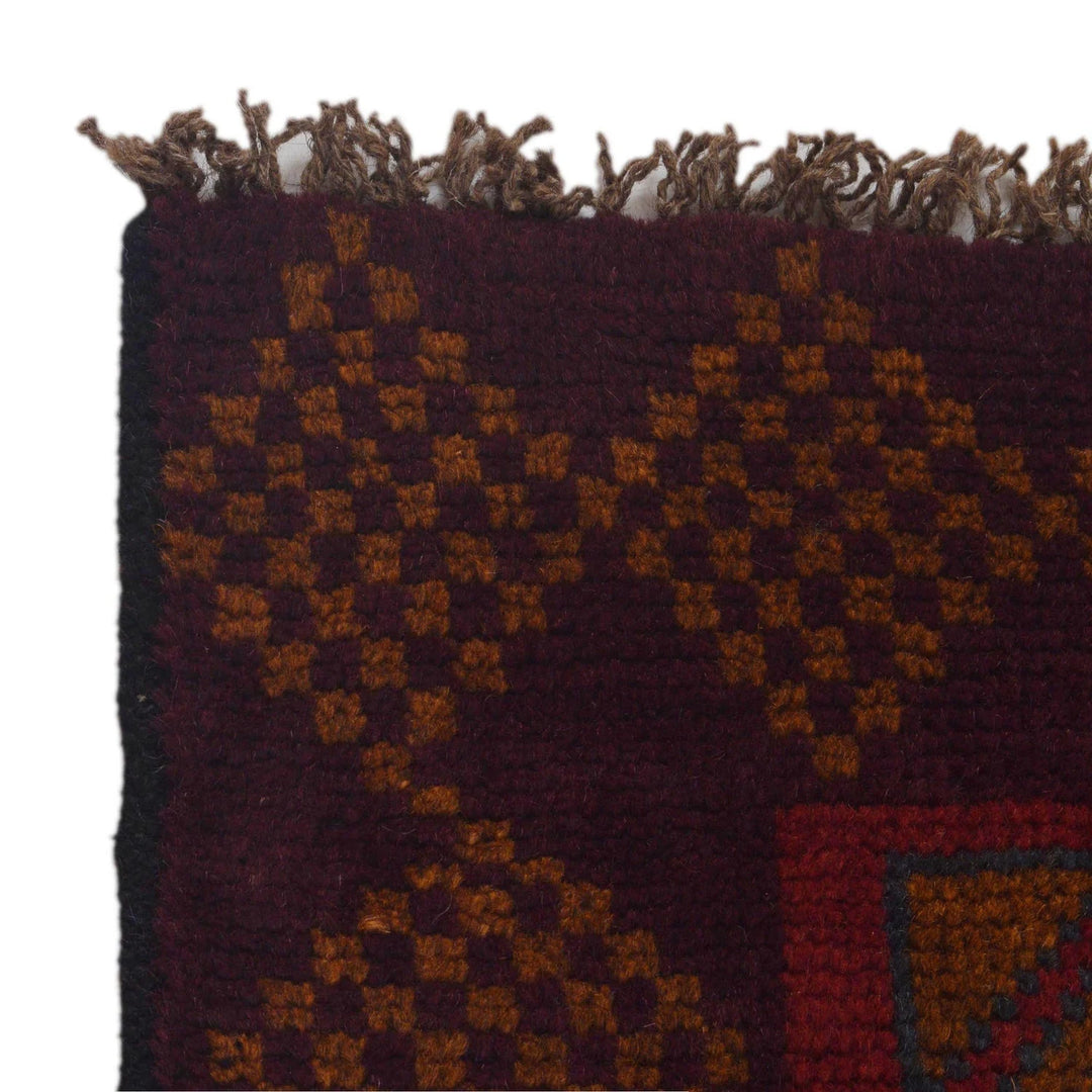 Red Afghan Baluchi Rug 2' 9" x 4' 5" Hand-Knotted | No. AL87027