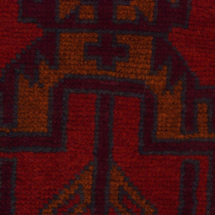 Red Afghan Baluchi Rug 2' 9" x 4' 5" Hand-Knotted | No. AL87027