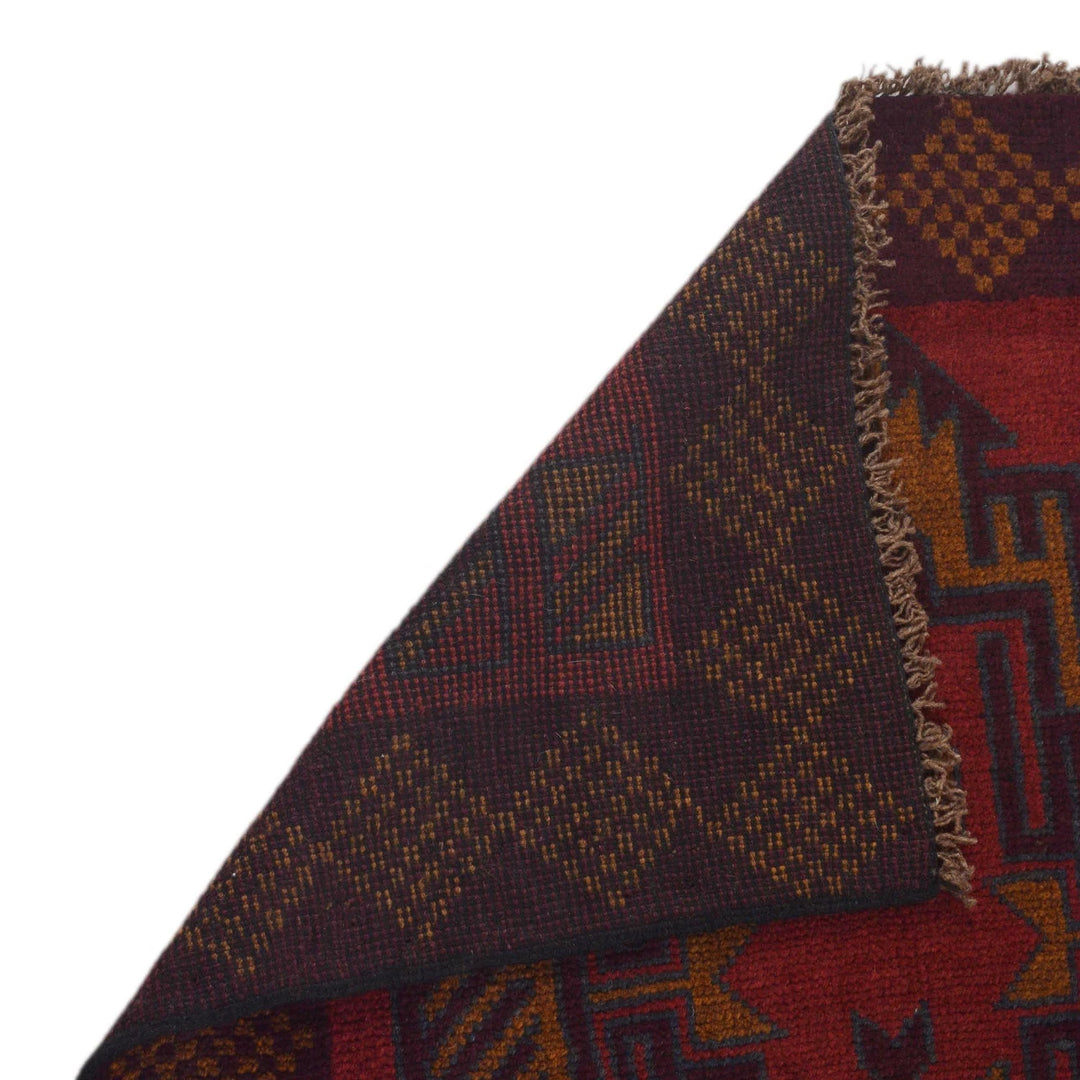 Red Afghan Baluchi Rug 2' 9" x 4' 5" Hand-Knotted | No. AL87027