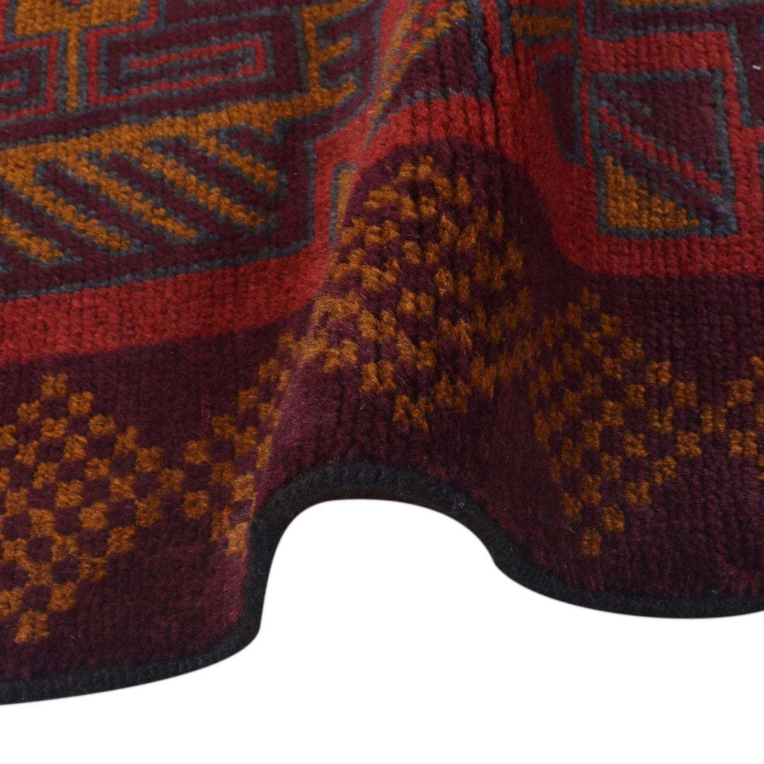 Red Afghan Baluchi Rug 2' 9" x 4' 5" Hand-Knotted | No. AL87027