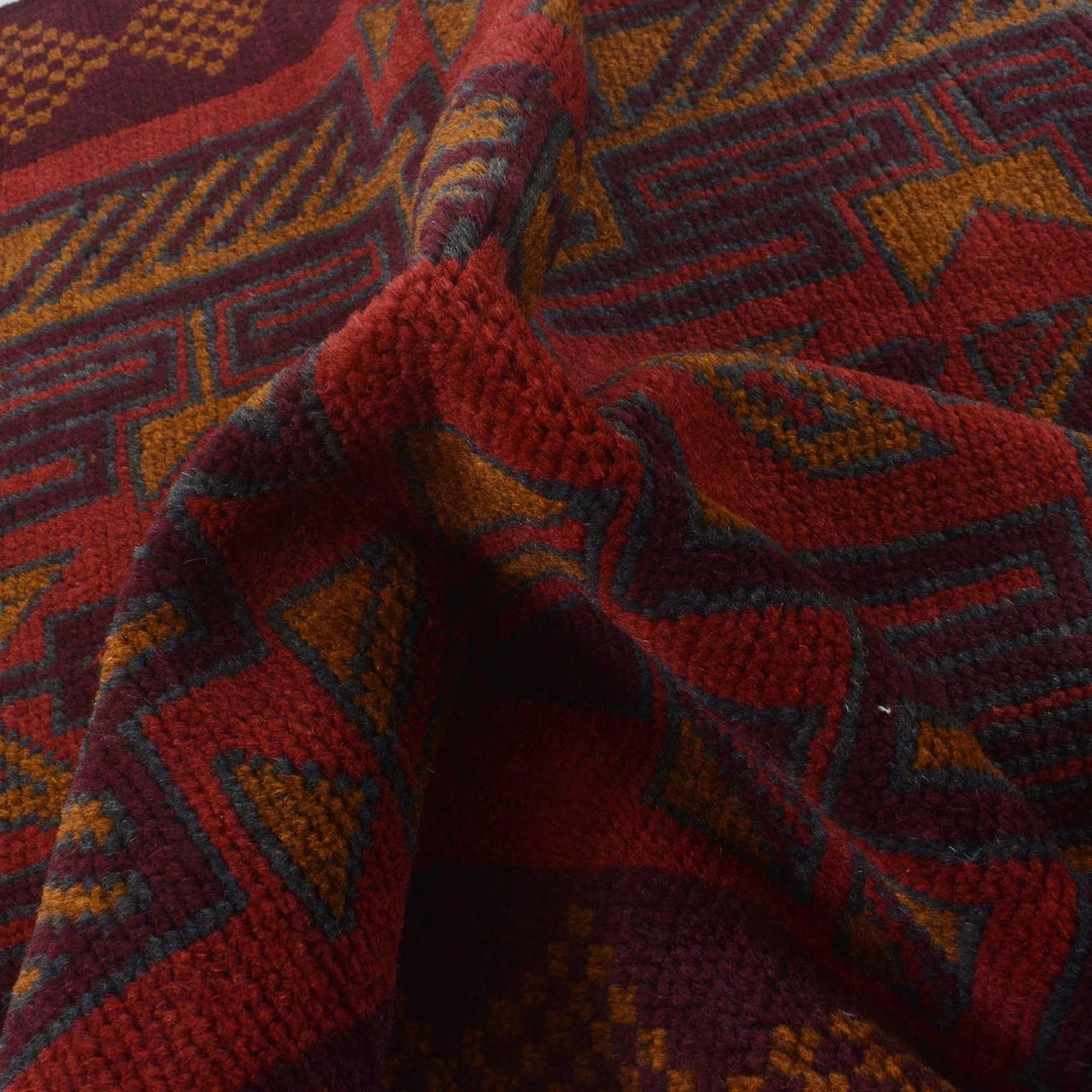 Red Afghan Baluchi Rug 2' 9" x 4' 5" Hand-Knotted | No. AL87027