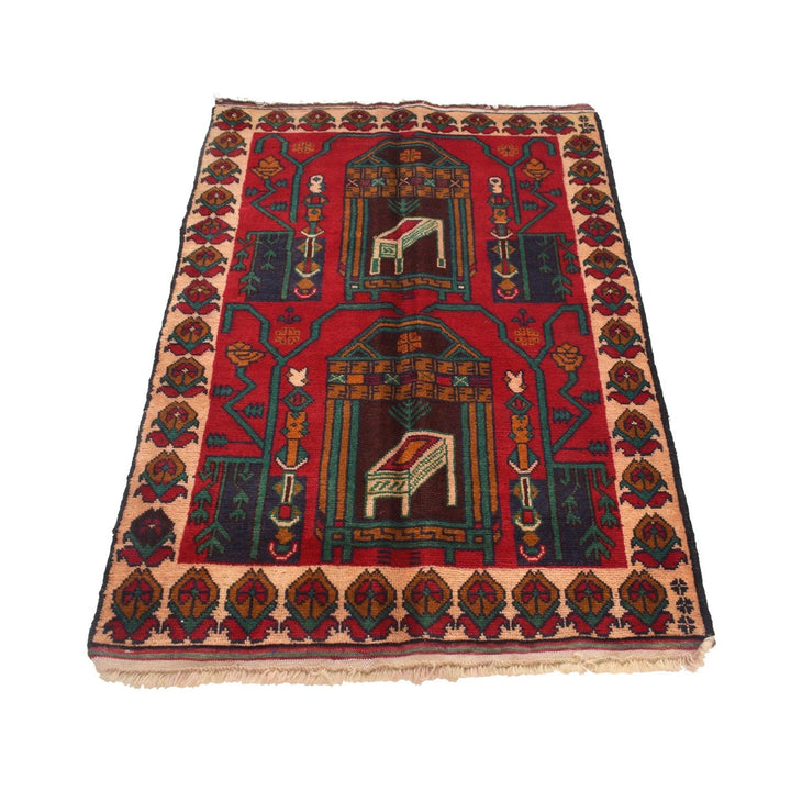 Afghan Baluchi Rug 2' 11" x 4' 8" Hand-Knotted | No. AL87098