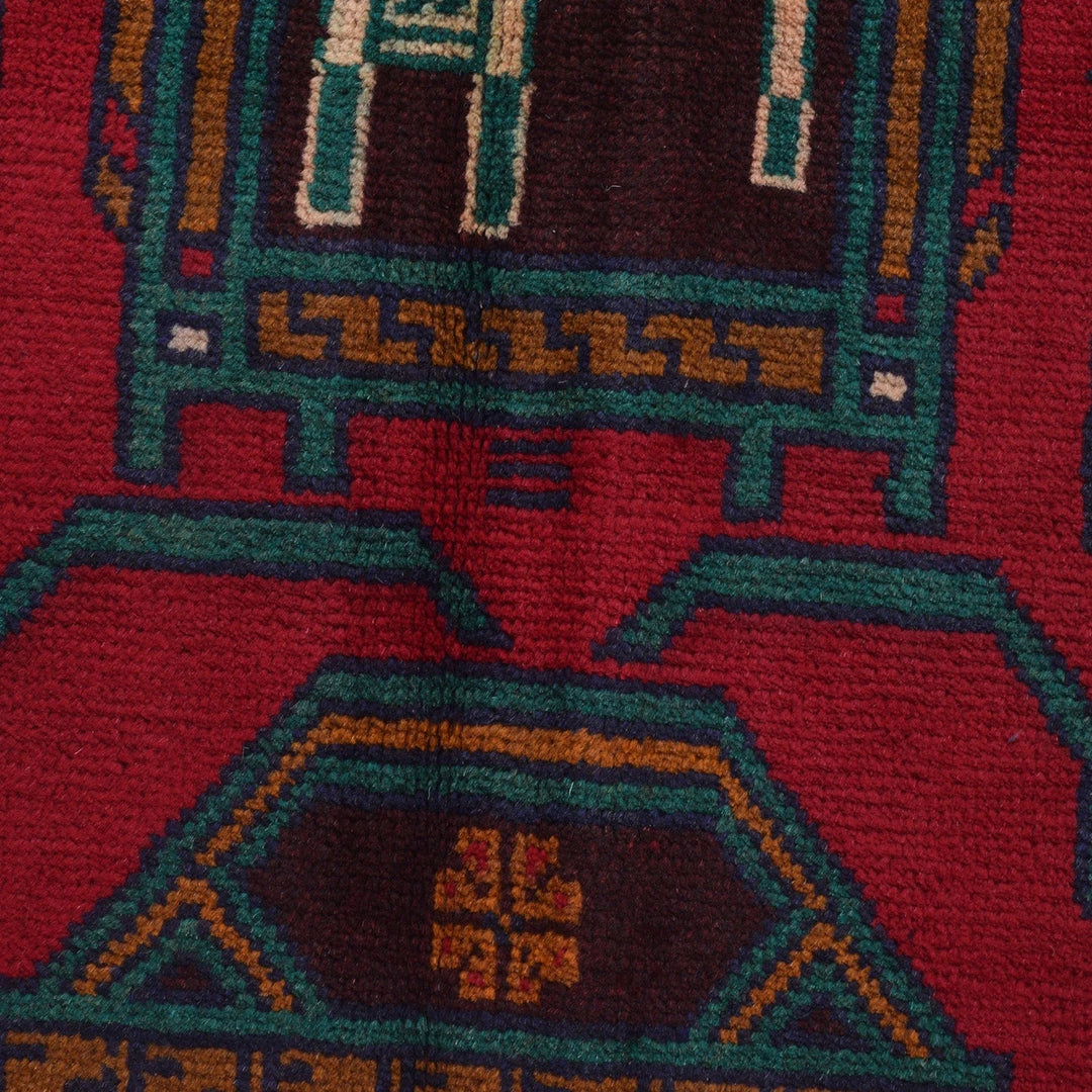 Afghan Baluchi Rug 2' 11" x 4' 8" Hand-Knotted | No. AL87098