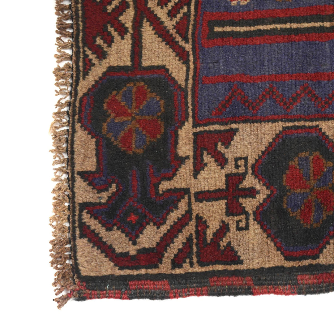 Blue Afghan Prayer Rug 2' 11" x 4' 7" Hand-Knotted | No. AL87103