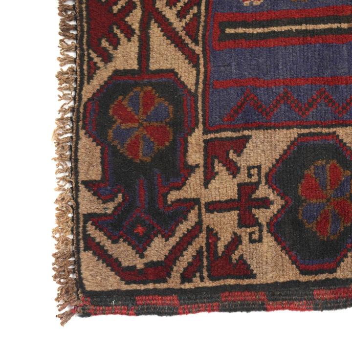 Blue Afghan Prayer Rug 2' 11" x 4' 7" Hand-Knotted | No. AL87103