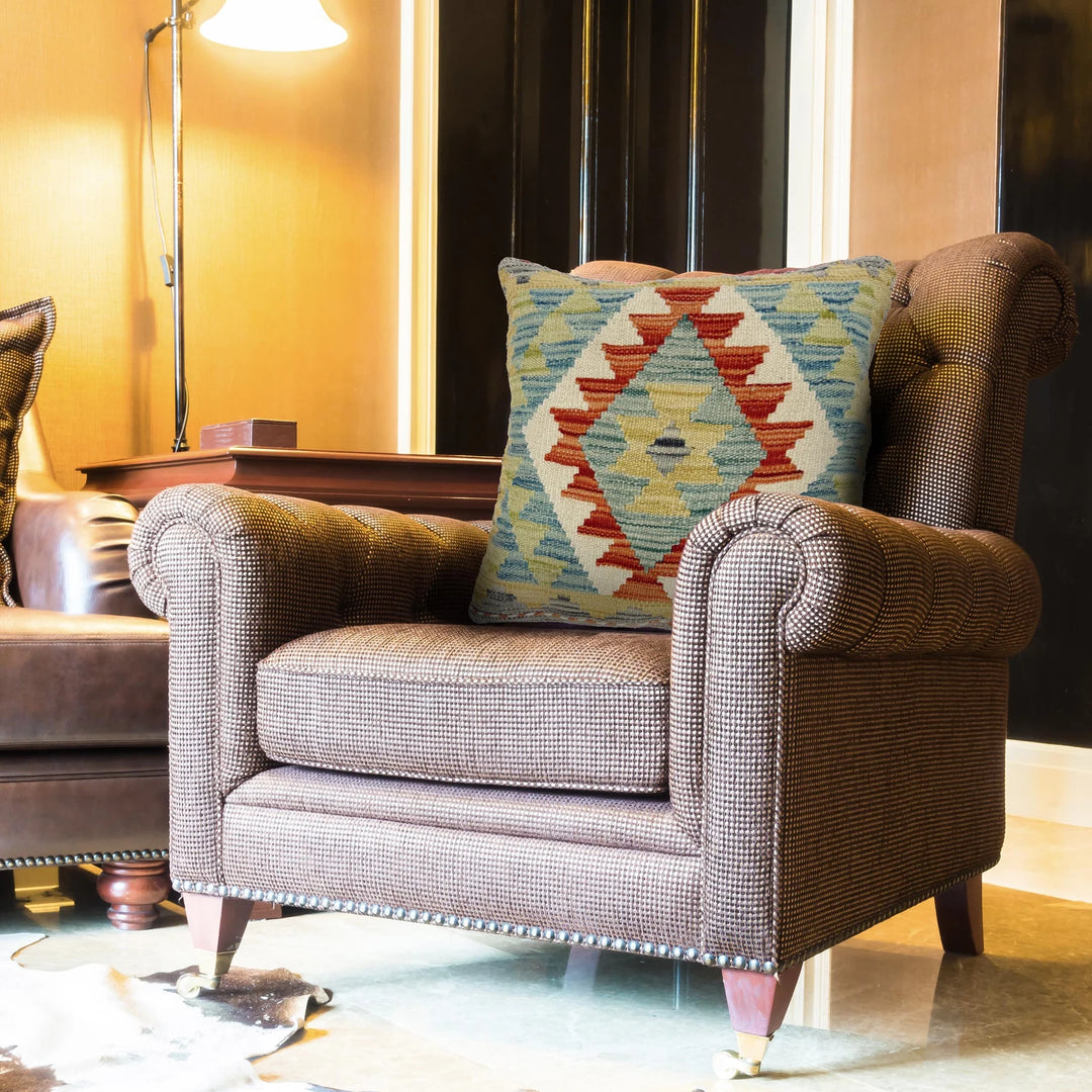 Afghan Kilim Cushion Cover 1' 6" x 1' 5" Flat-Weave | No. AL871190