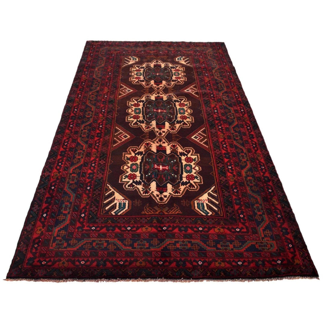 Afghan Baluchi Rug 4' 5" x 8' 7" Hand-Knotted | No. AL87142