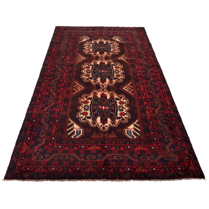 Afghan Baluchi Rug 4' 5" x 8' 7" Hand-Knotted | No. AL87142