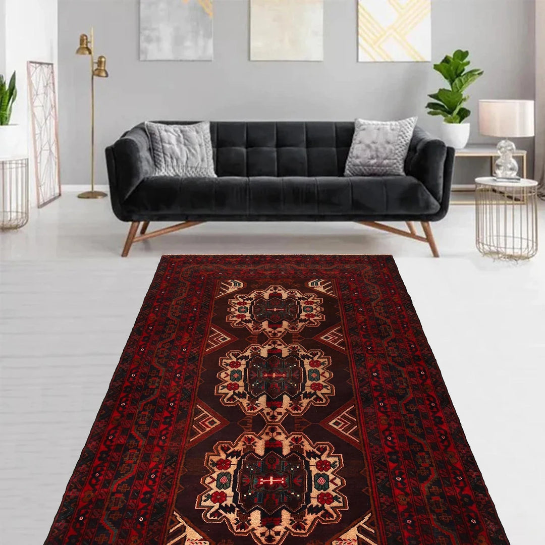 Afghan Baluchi Rug 4' 5" x 8' 7" Hand-Knotted | No. AL87142